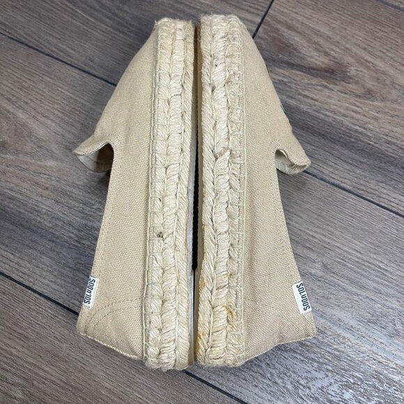 Soludos‎ Palm Tree Embroidered Espadrilles Womens Size 7 Round Toe Beige Linen - Picture 3 of 9